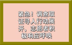 紧急！调查取证寻人行动展开，志愿者积极响应呼唤